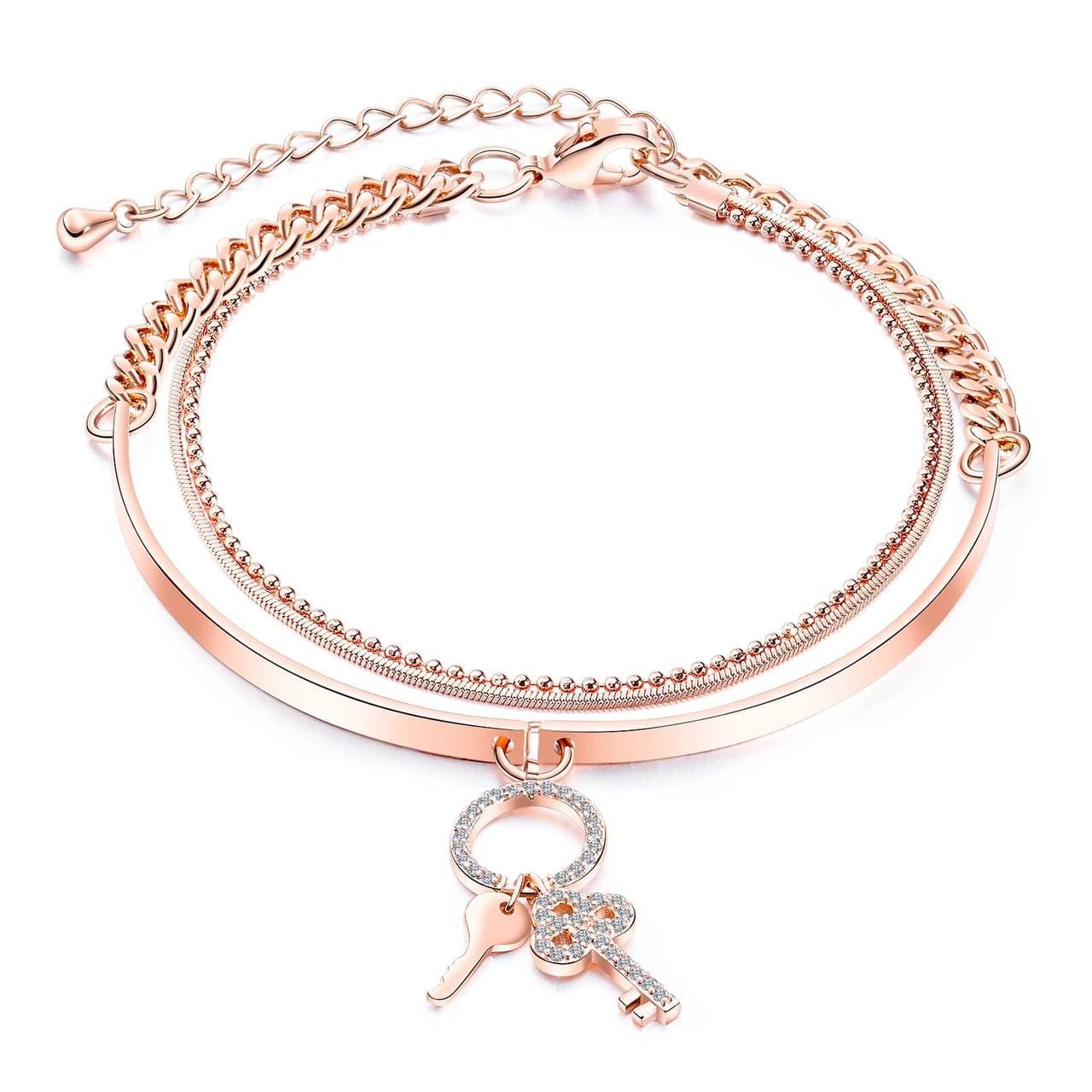 VENACOLY Bracciale 21° Compleanno In Argento Sterling 925 Con Ciondolo Chiave Cuore – Regalo Per Figlia O Ragazza – Catena 18 Cm + Estensione – Confezione Regalo